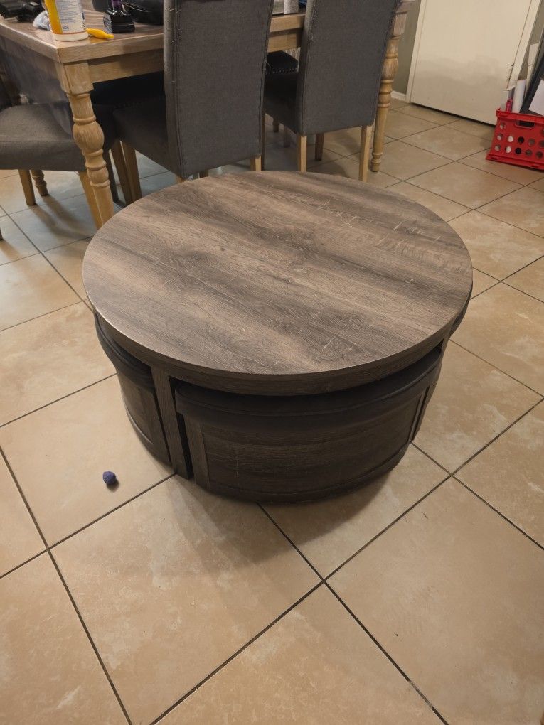 MOVING SALE! Coffee Table w/ Gliding Storage Seats And End Tables