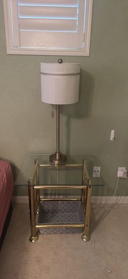 Vintage Brass and Glass End Table