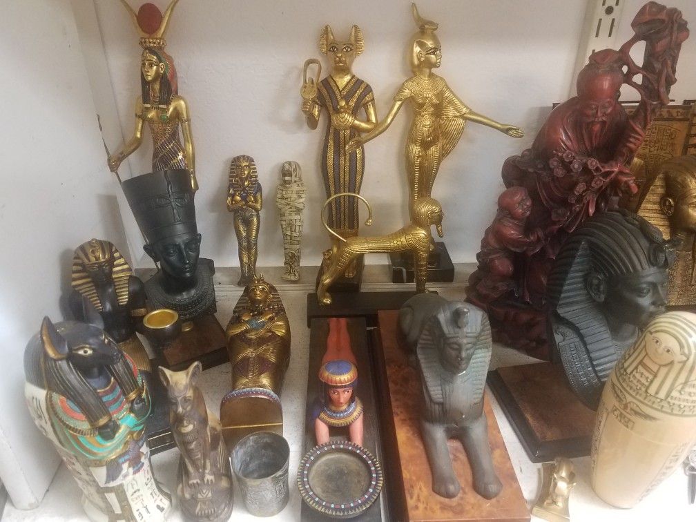 Ancient Egyptian Figures, Statues, Collectible Items, Goddess Nephthy, King Tutankhamun, etc.