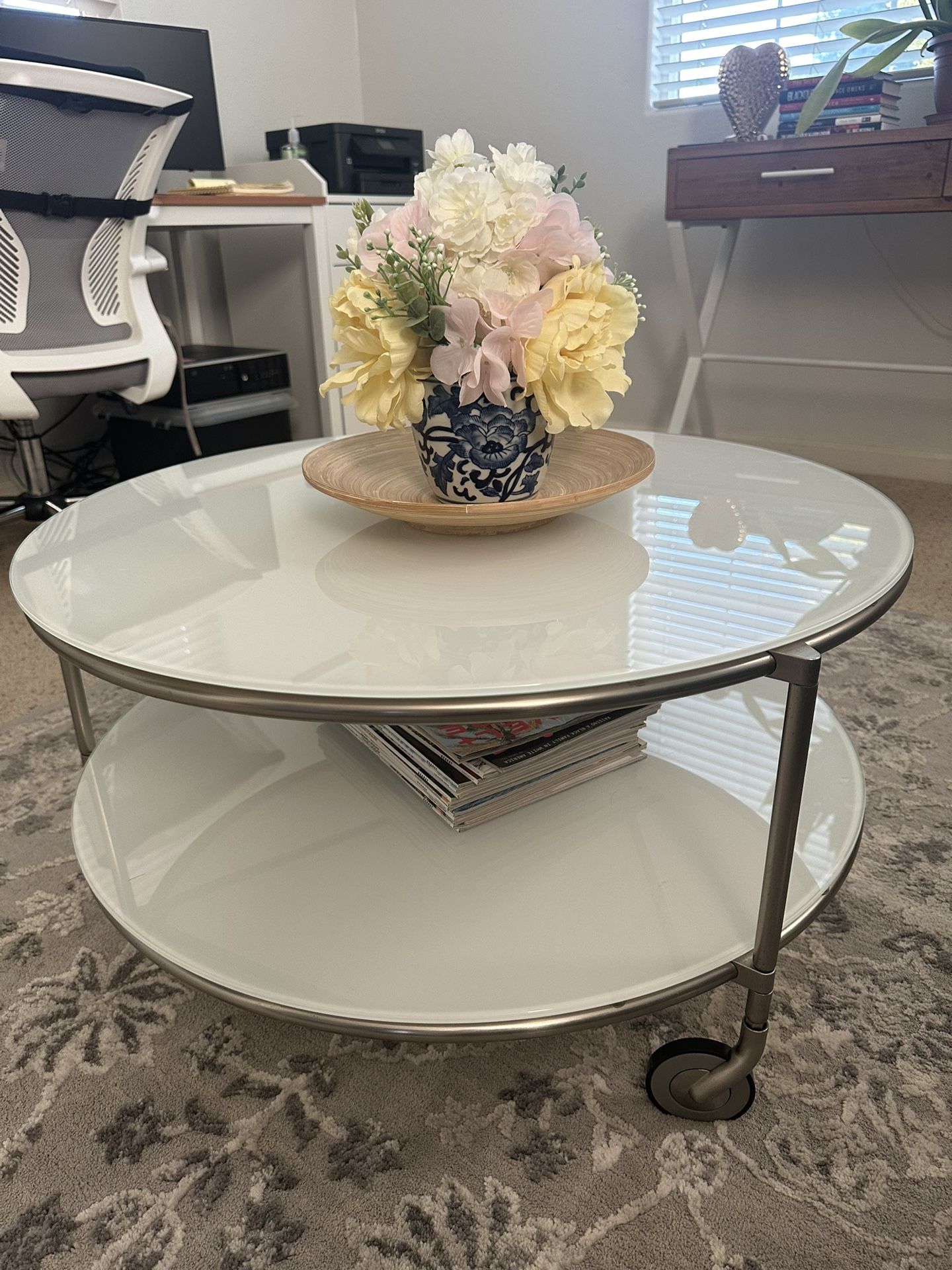 Classic IKEA circle glass coffee table