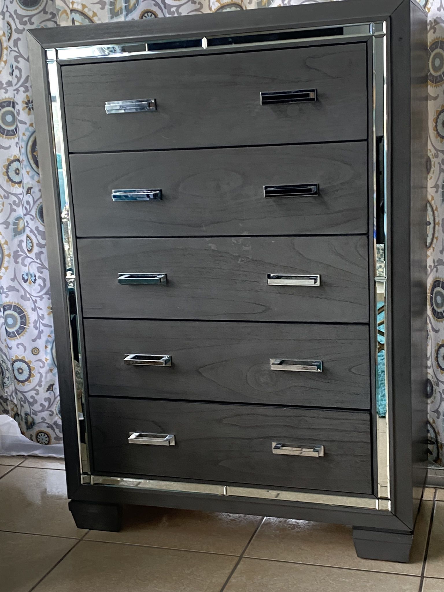 Gray And Silver Dresser