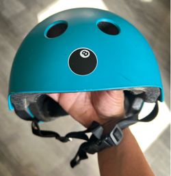 Teal Kids Bike/Skateboard Helmet with 8-Ball Sticker