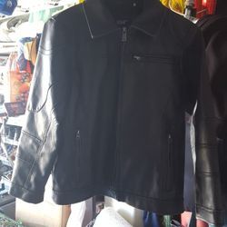 KIDS BLACK LEATHER JACKET WITH HOODIE