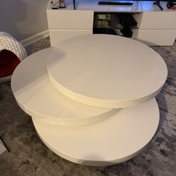Modern White Acrylic Swivel Coffee Table