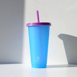 NEW Manna Color Changing Reusable Tumbler With Straw  / Water Bottle/ Cup Lid