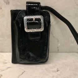 Brighton black crinkle pattern patent leather wristlet/cell phone case/wallet.