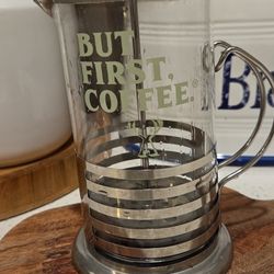 Alfred French Press Coffee Maker Glass Silver 20oz