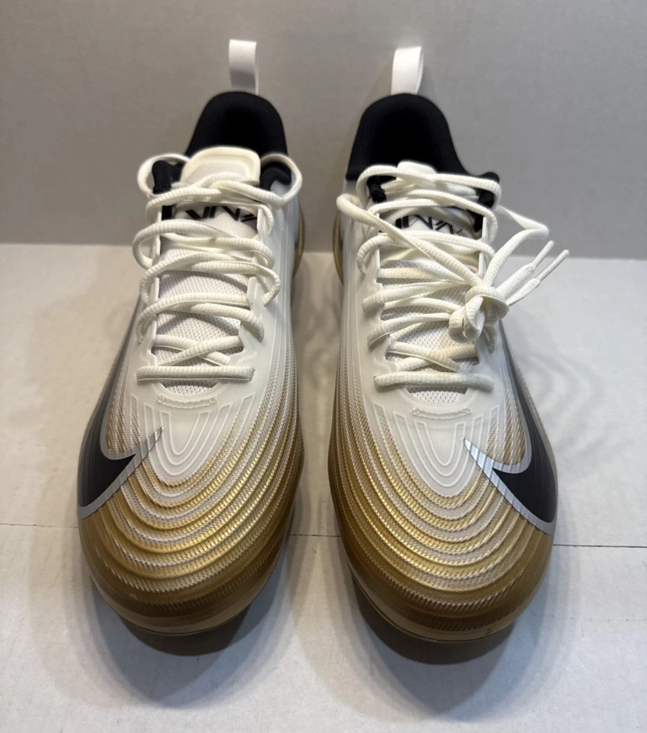 Nike Vapor Speed 3 White Metallic Gold Black Cleats FB3303 103