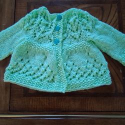 Handknit 0 To 3 Months Girls Lacy Cardigan