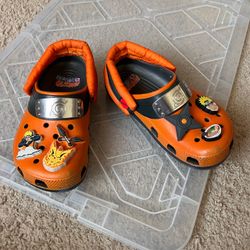 Crocs Orange Kids Clog Sandals with Black Accents - Naruto Style Size J2