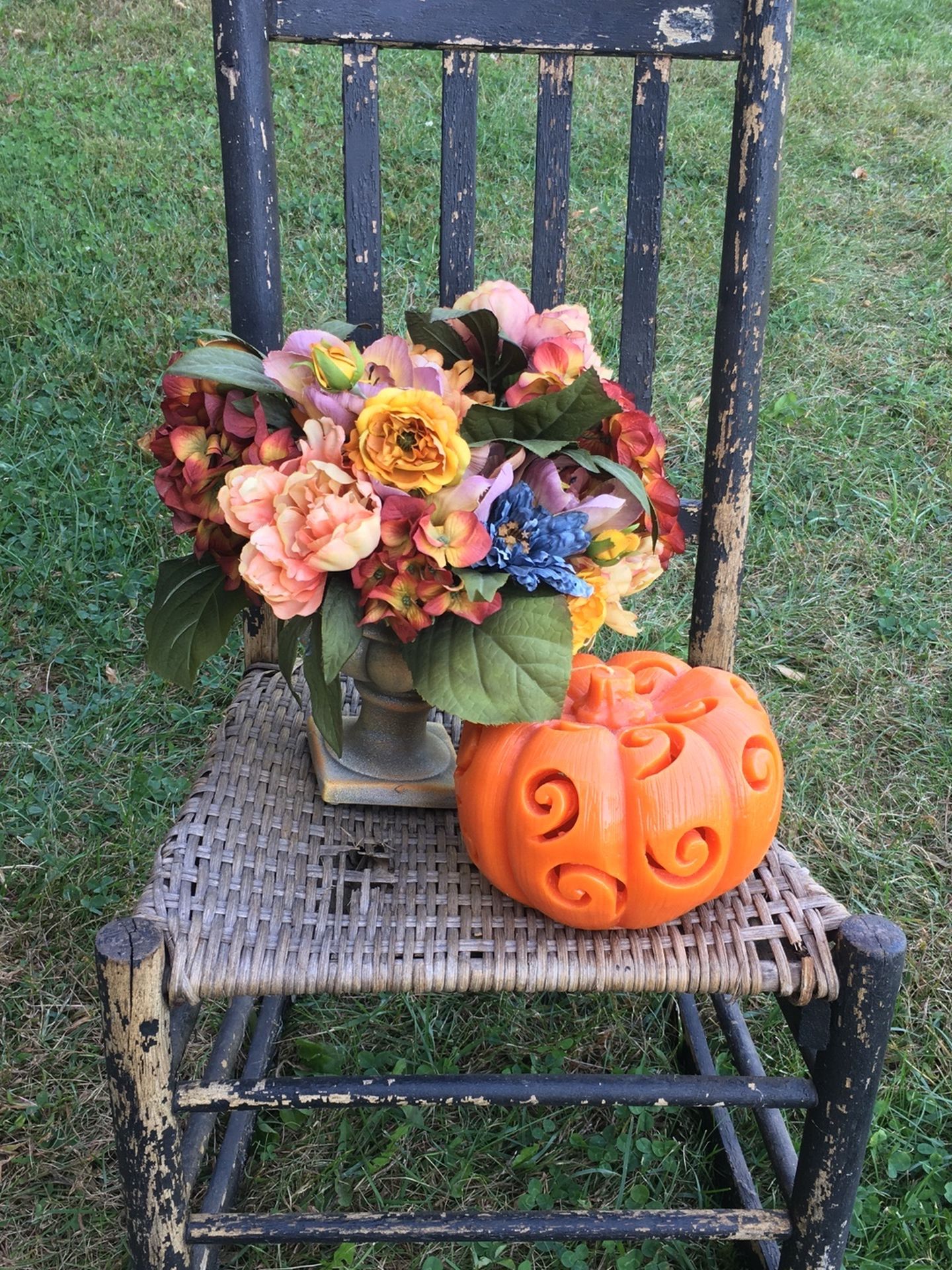 Vintage Distressed Chair For Garden Planter