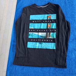 Old Navy West Coast San Francisco California Black Graphic Long Sleeve T-Shirt Kid Size XL(14-16). 