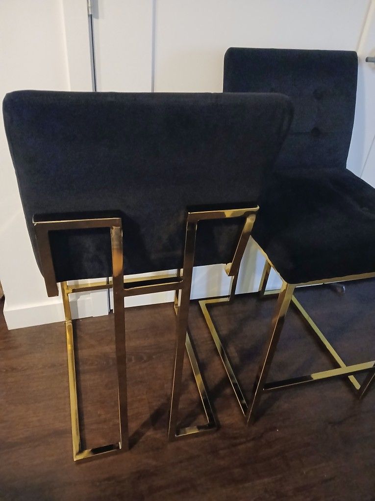 Black Velvet & Gold Bar / Counter Stools / Chairs