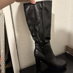Black Knee-High Heeled Boots – Size 8.5  (2 Pairs) 
