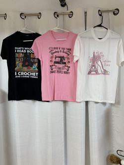 3 T-shirts Black, Pink, And White With Humorous Messages 