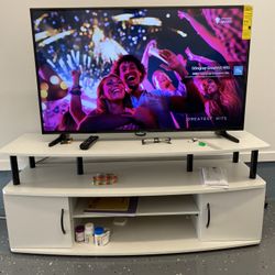 Entertainment Center Stand Unit/TV Desk for up to 55 inch, White/Black