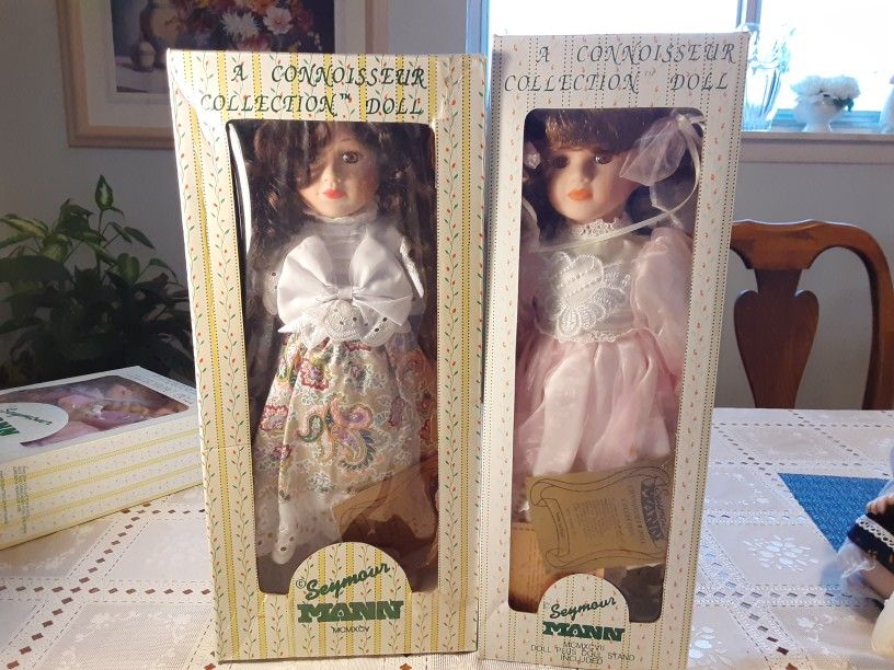TWO REALLY NEAT LOOKING VINTAGE Dolls NEVER been OUT OF THE BOX these Are SEYMOUR MAN GALLERY Dolls