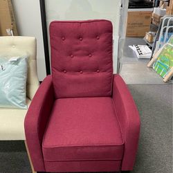 Assembled New Mid-Century Modern Button Tufted Fabric Upholstered Push-back Recliner Chair