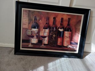 Beautiful Wine Print. Vibrant Colors. Approx. 42 Inches X 32 Inches