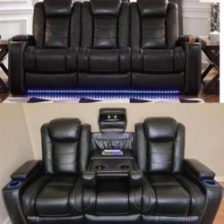 Home Theater Black Power Reclining Sofa Loveseat 🤩 Living Room Set🤩 New Brand 🤩