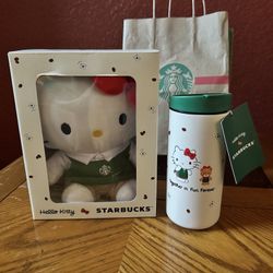 Brand New Hello Kitty Plush And Tumbler