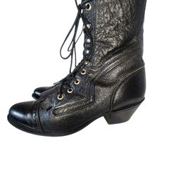 CAPEZIO L490 LACE UP ROPER VICTORIAN CAPTOE BLACK LEATHER WOMEN BOOTS SZ 8.5 M
