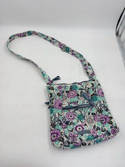 Vera Bradley Quilted Floral Crossbody Bag Purple Teal Gray