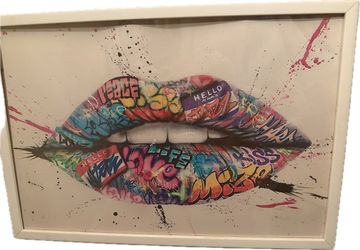 Graffiti Lips Pop Art Framed Print