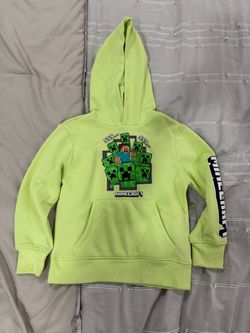 Minecraft Kids Pullover Hoodie Neon Green