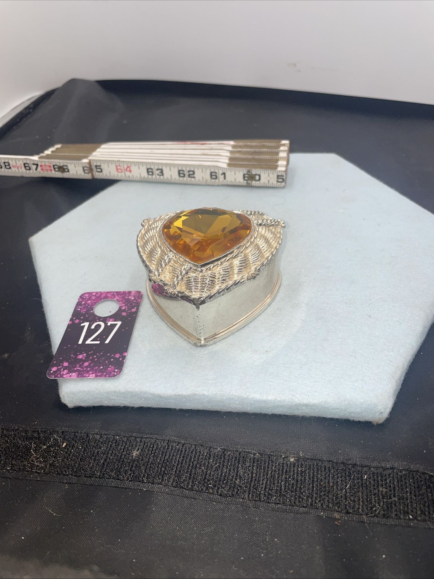Heart Shaped Trinket Box With Topaz Colored Heart