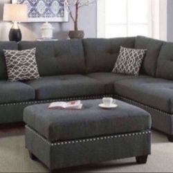 New Gray Or Black Sectional And Ottoman With Reversible Chaise 