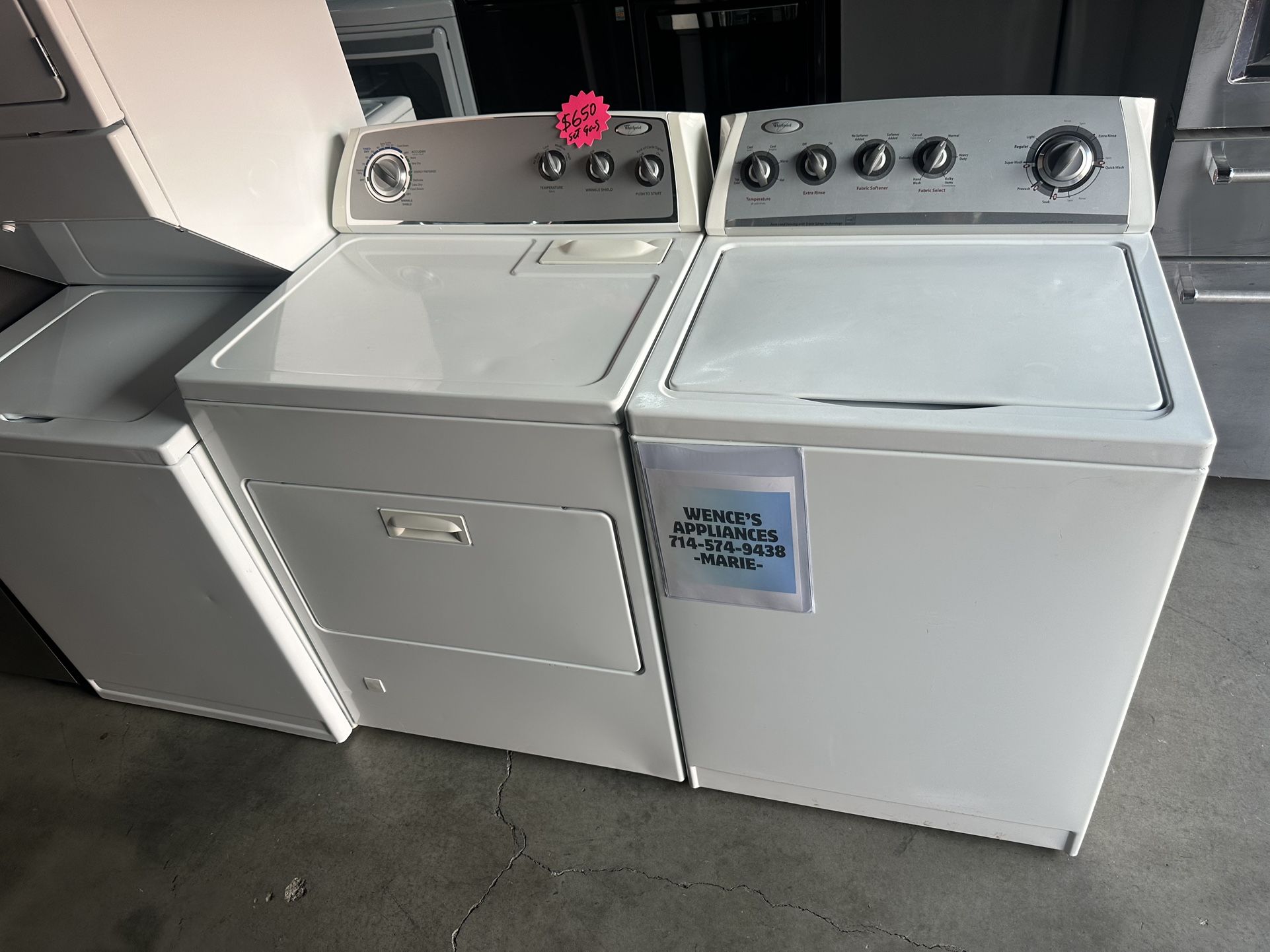 WHITE WHIRLPOOL WASHER AND GAS DRYER