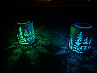 Solar LED Lanterns with Winter Village Design – Set of 2