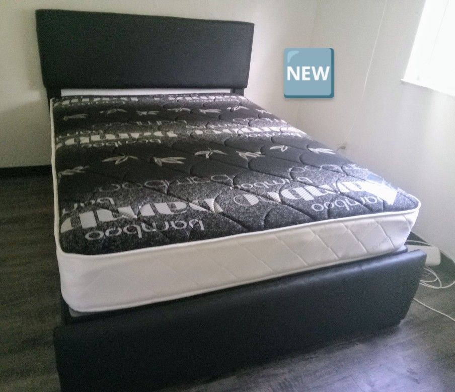 $350 Queen Bed Frame With Mattress And Boxspring Brand New Free Delivery 
