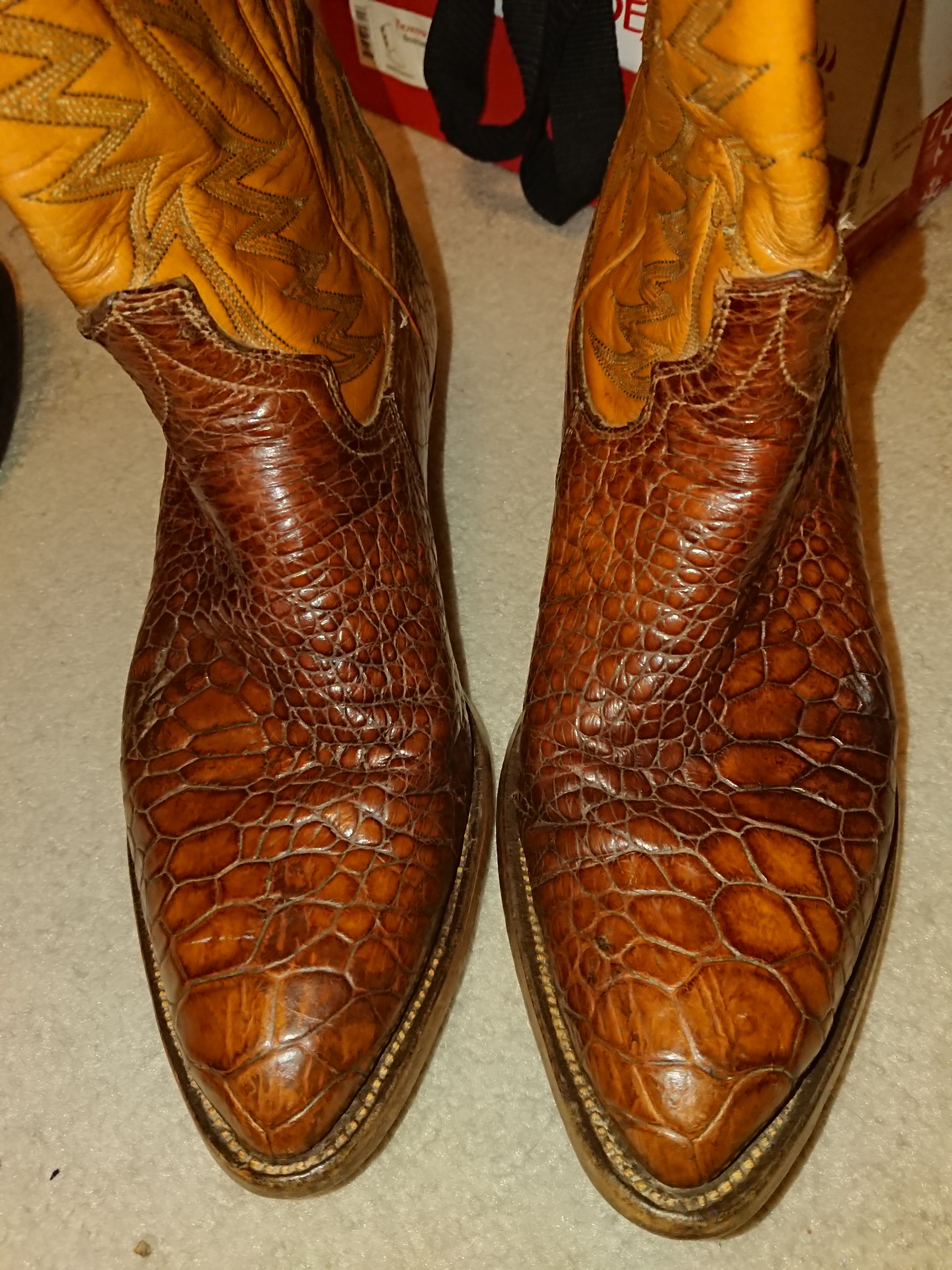 Vintage 60s Dan Post Sea Turtle Boots Size 10D Men Exotic Cowboy Western