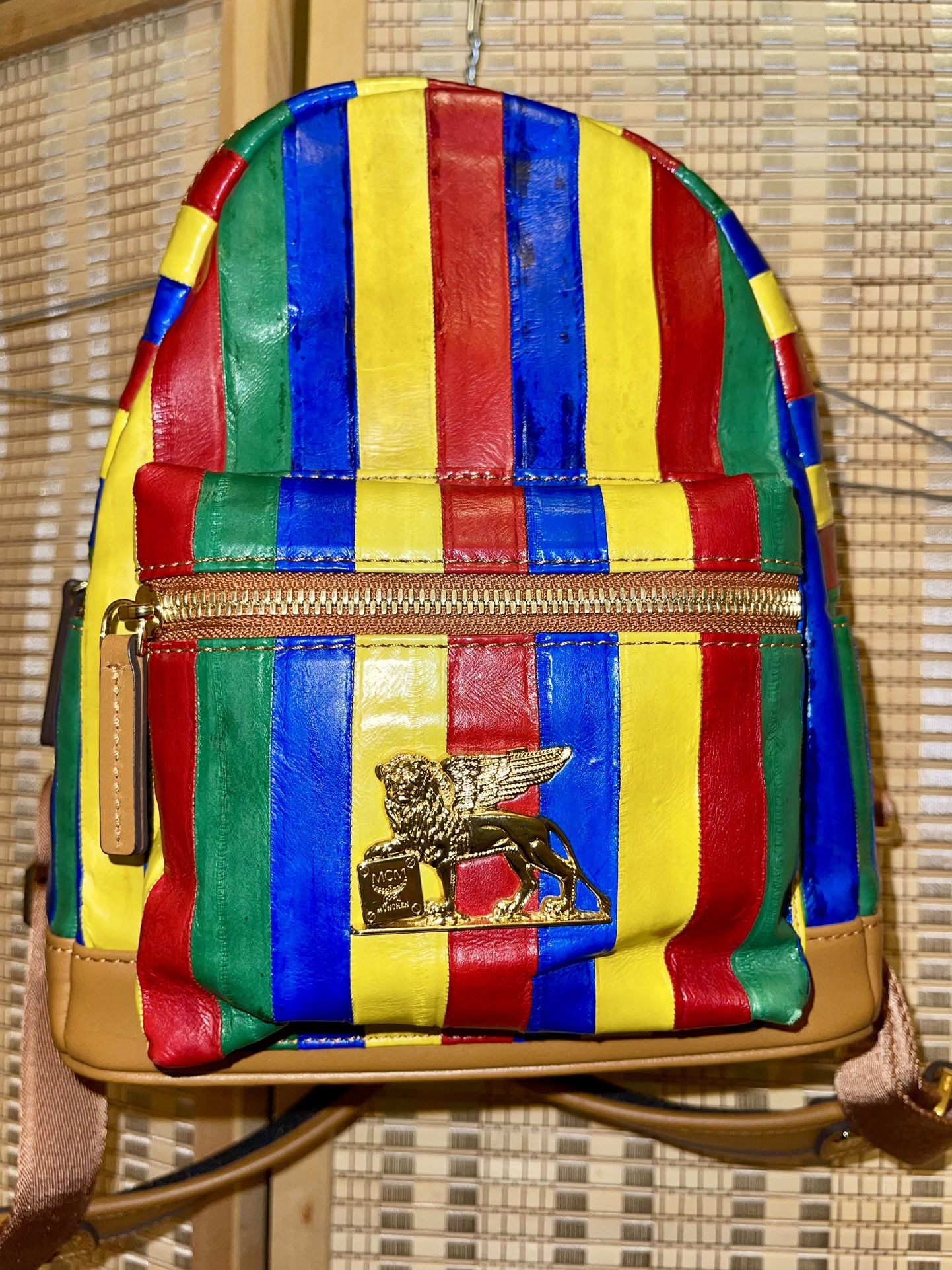Authentic MCM EEL SKIN RAINBOW MINI BACKPACK