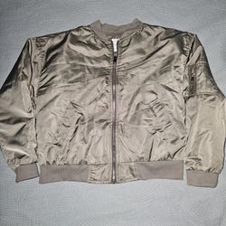 Womens Girls  Hippie Rose Bomber Jacket Size Medium Olive Green Chamara Mediana Verde