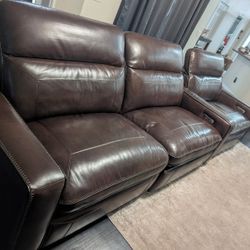 Double Recliners Leather 1 Year old For Sale Moving !!