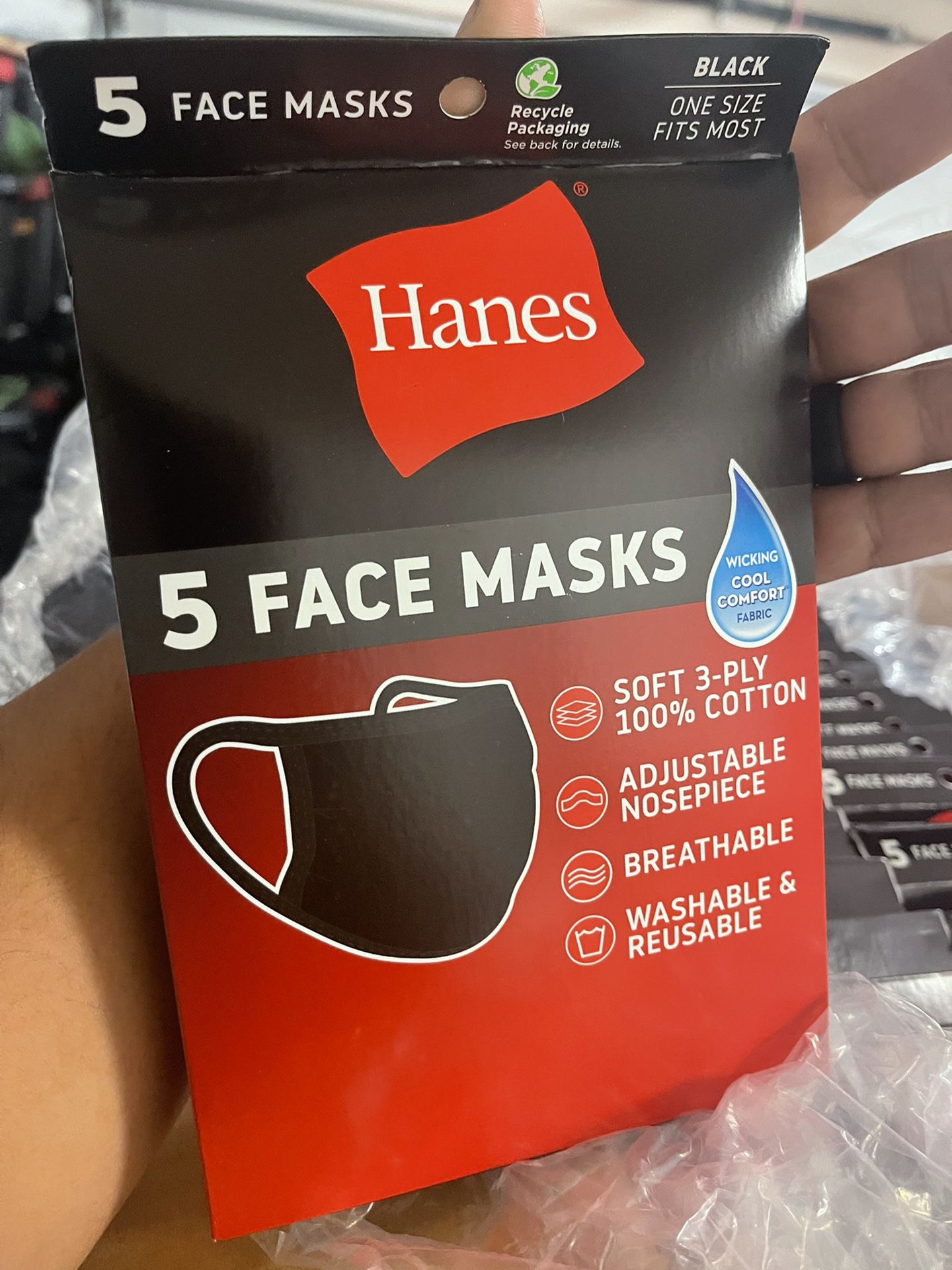 Hanes Face Mask (box Of 230) (46 Boxes Of 5pc) 