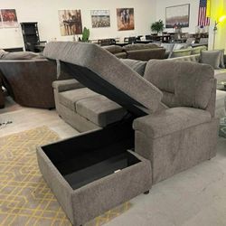 Sleeper Sectional With Storage, L Shape 2 Piece Storage Sectional Color Options 💛No Needed Credit Check 💛 $39 Down Payment with Financing1801
