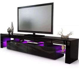 Brand new black led tv stand ( led changing color lights ) 72 inches length fits up to 85 inch tv