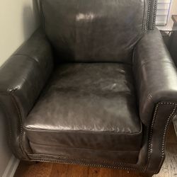 Gray Leather Oversized Chair
