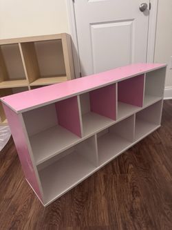 Pink + white shelf
