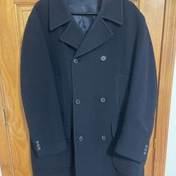 Lauren Ralph Lauren Wool Peacoat Mens Black Double Breasted Coat Classic Jacket