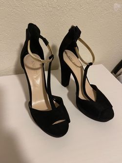 Size 8- Nine West Black Suede Block Heel Sandals