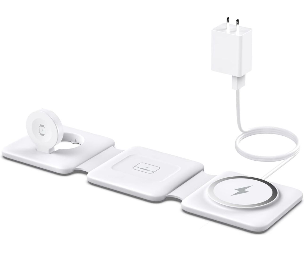 3 in 1 Foldable Magnetic Wireless Charger Dock - Travel Charging Pad for iPhone17 16 15 14 13 12 Pro Max Plus Watch & Airpods.
