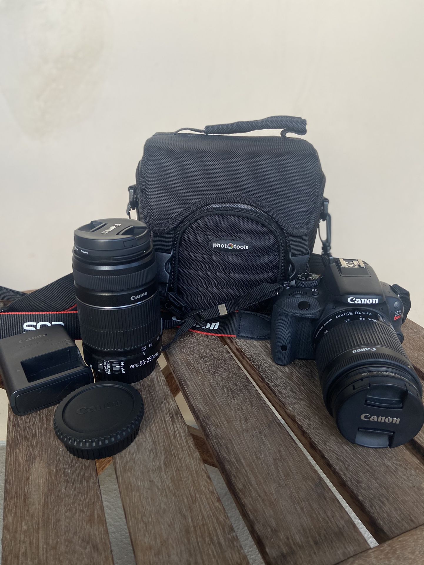 Canon EOS Rebel SL1, with EFS 18-55mm And EFS 55-250mm Lenses