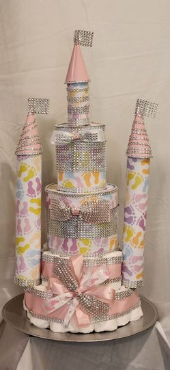 Beautiful Hand Crafted castle diaper cake $130 each