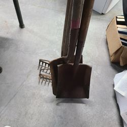 2 Shovels And 2 Metal Rakes