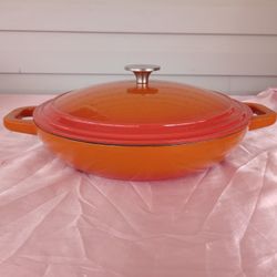 Zelancio Enameled Cast Iron Casserole Dish with Lid Orange 